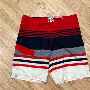 Swim Shorts - Striped Red, White and Blue
